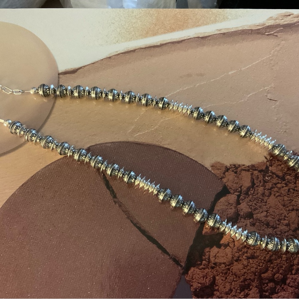 Native American Style Sterling Silver Pearl Necklace